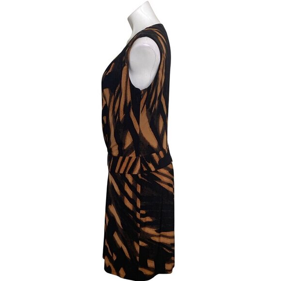 Calvin Klein Brown & Black Abstract Print Dropped Waist Dress, Women's Size 10 - Picture 6 of 9